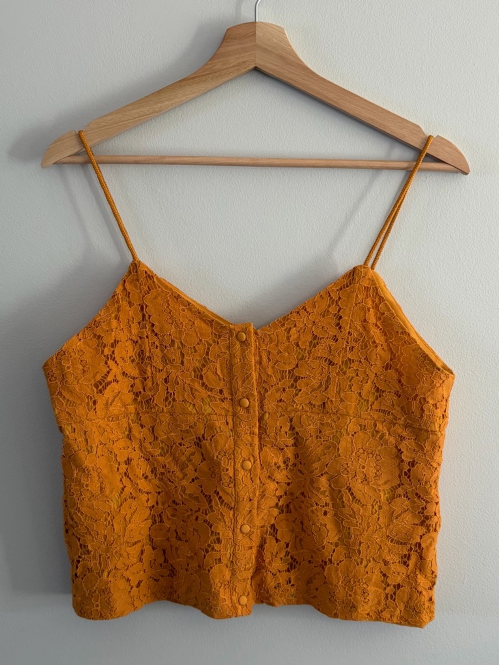 twik Lace Button-Front Cropped Cami Tank Top